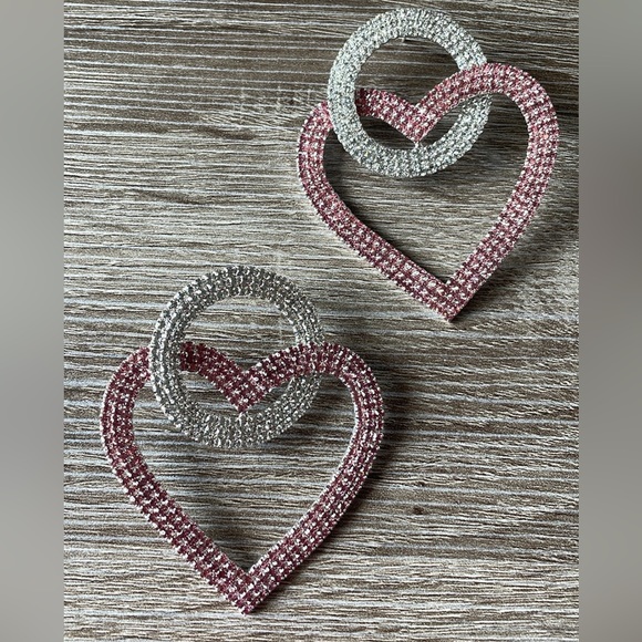 Anthropologie Jewelry - Heart rhinestones earrings
